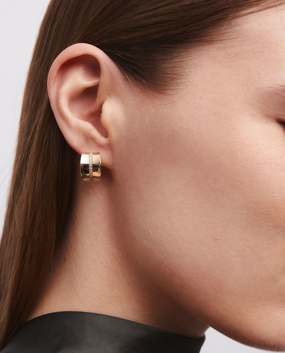 Pendientes de aro coctel bañados en oro de 18 kt con circonitas - Vidal & Vidal - Dorado Dorado-2