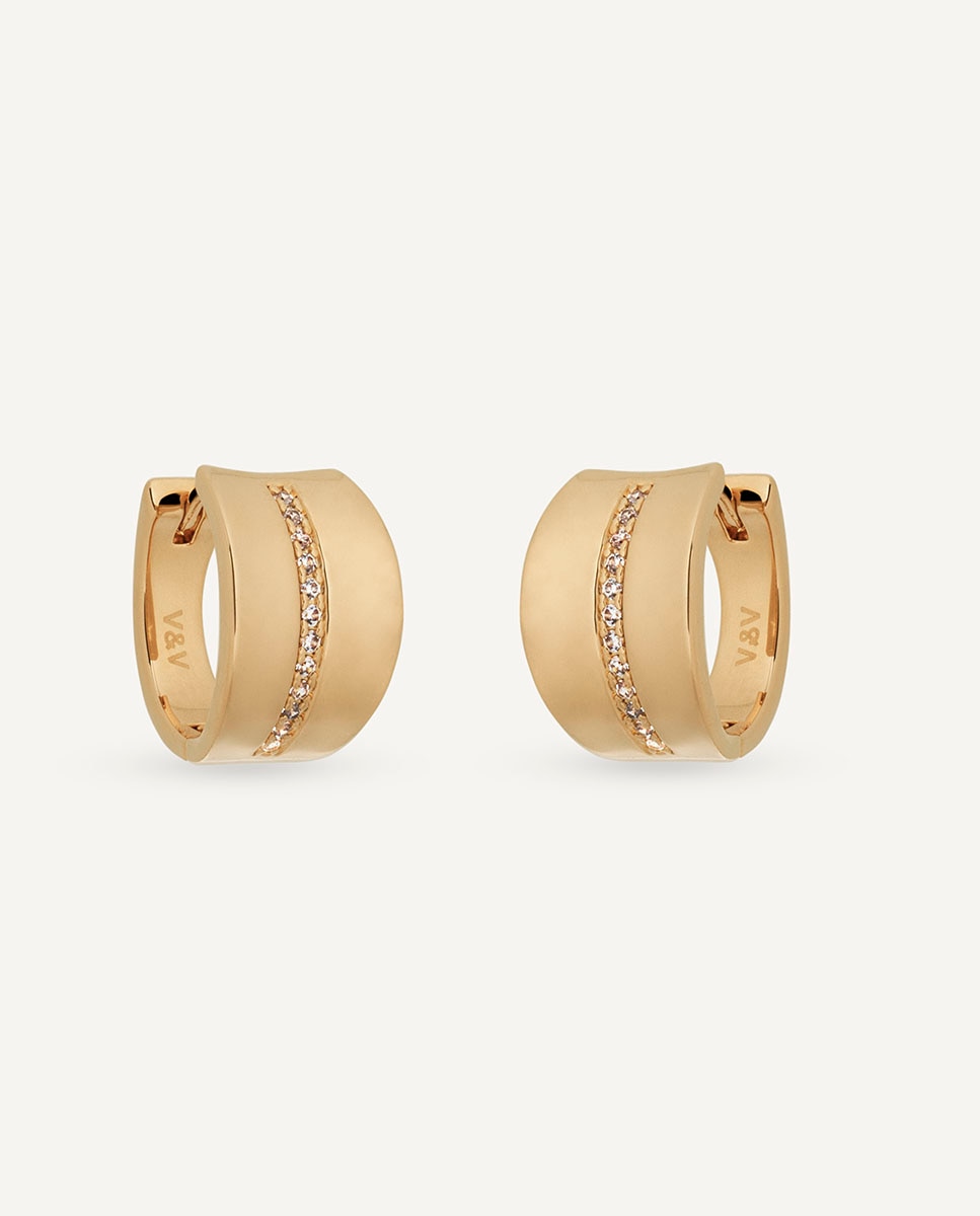 Pendientes de aro coctel bañados en oro de 18 kt con circonitas - Vidal & Vidal - Dorado Dorado-4