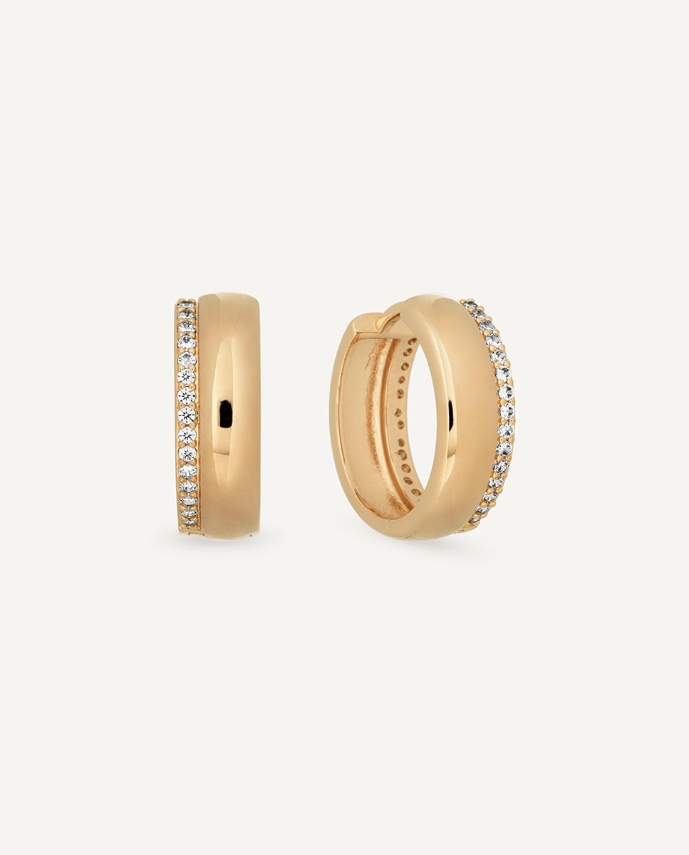 Pendientes mini de aro coctel bañados en oro de 18 kt con circonitas - Vidal & Vidal - Dorado Dorado-1