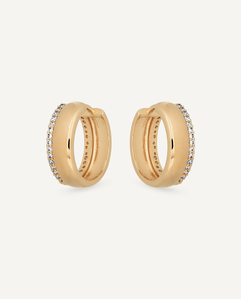 Pendientes mini de aro coctel bañados en oro de 18 kt con circonitas - Vidal & Vidal - Dorado Dorado-4