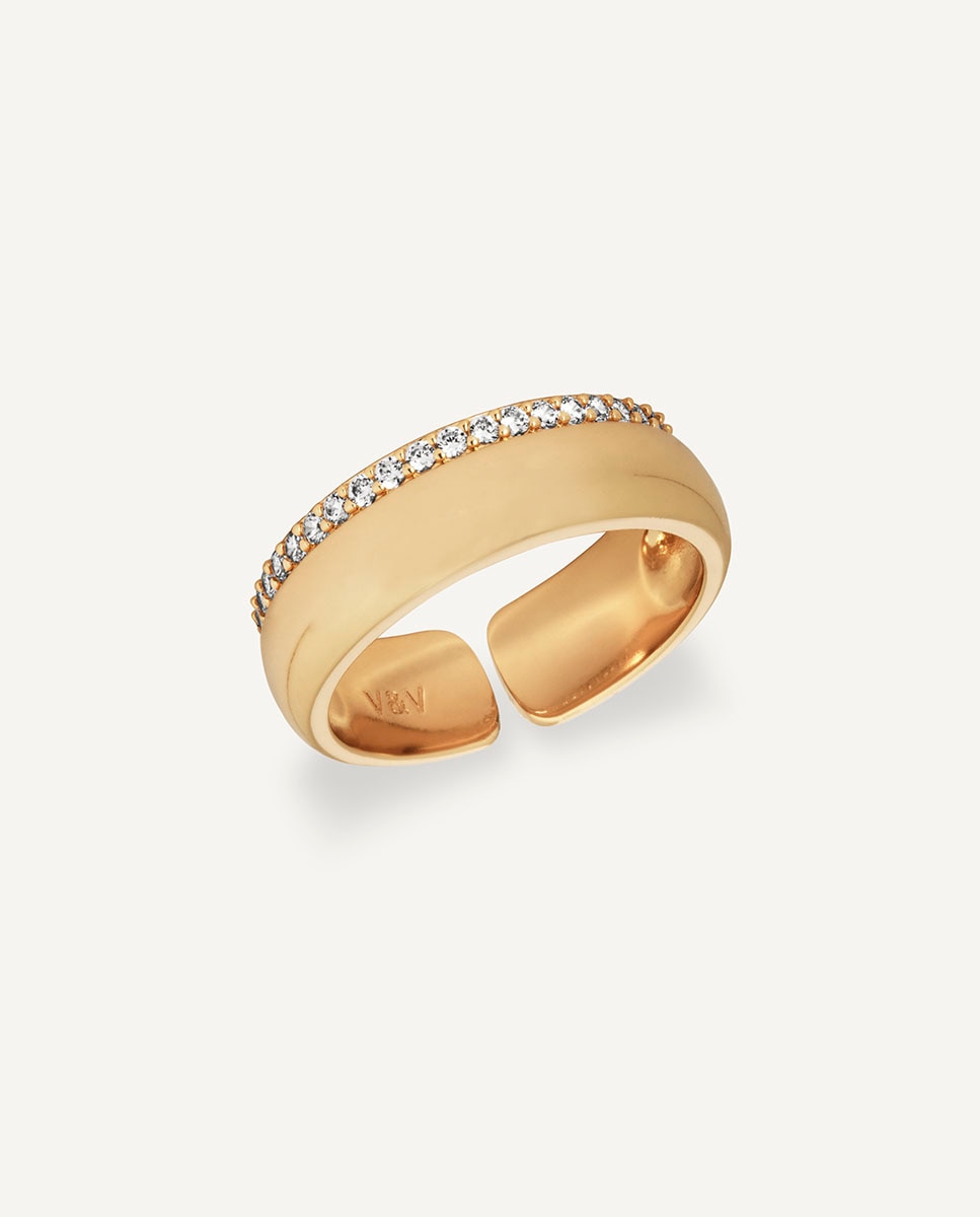 Anillo coctel bañado en oro de 18 kt con circonitas - Vidal & Vidal - Dorado Dorado-1