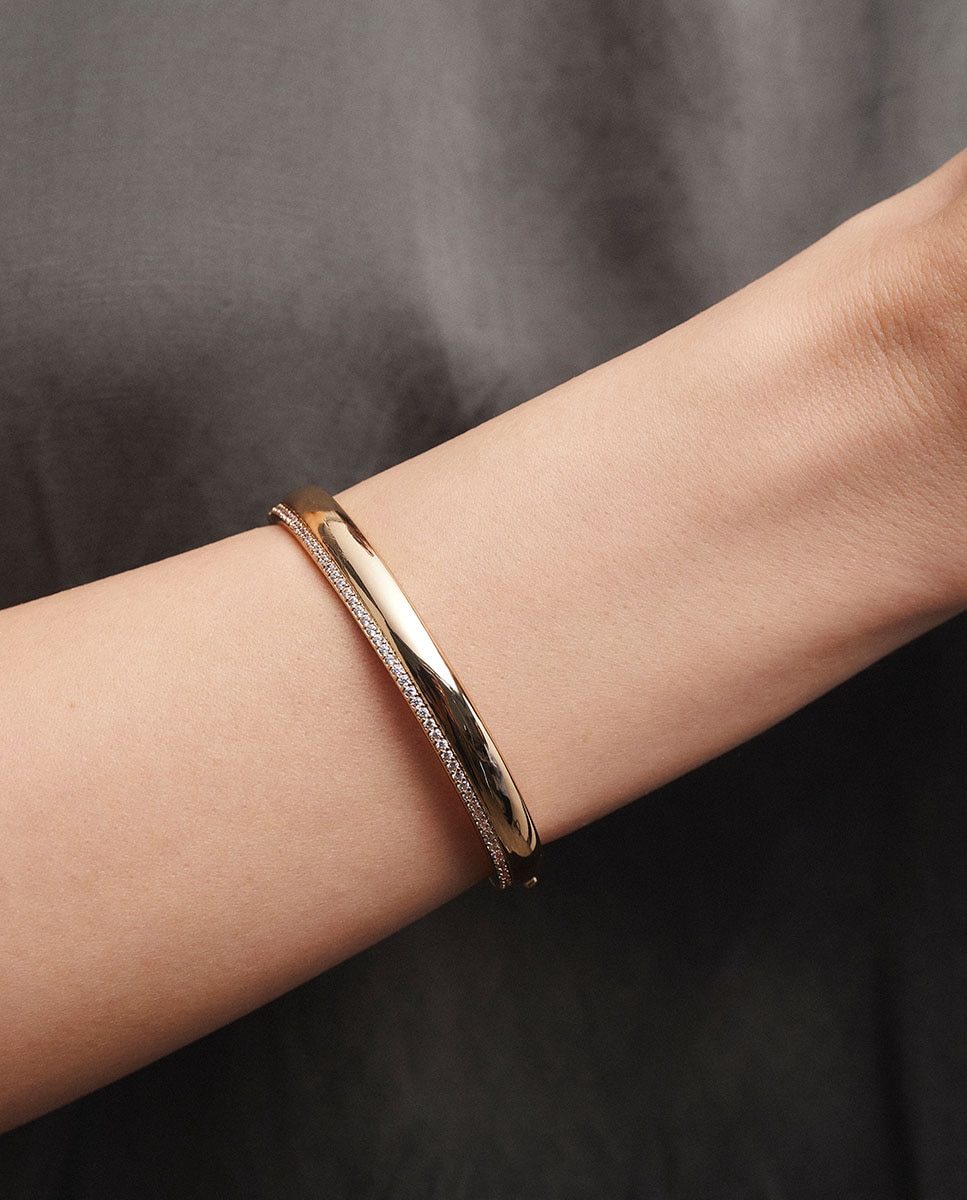 Brazalete rígido coctel l bañado en oro de 18 kt con circonitas - Vidal & Vidal - Dorado Dorado-2