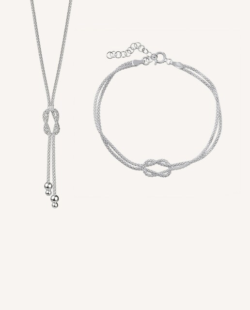 Imagen 0 de Conjunto Lazos eternos pulsera y collar en plata de ley 925