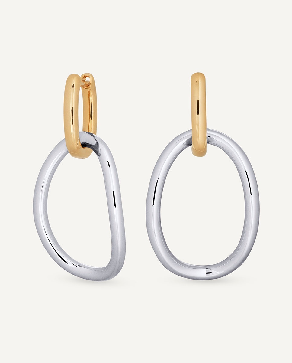 Imagen 0 de Pendientes aros ámbar bañados en oro de 18 kt Dorado