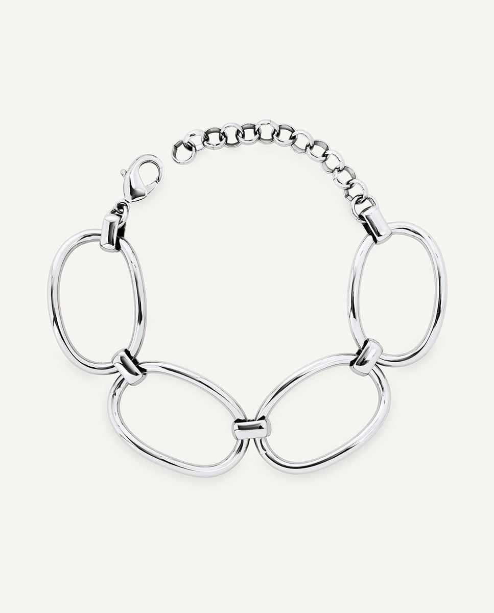 Imagen 0 de Pulsera de eslabones círculos ámbar bañada en plata de ley 925 Plateado