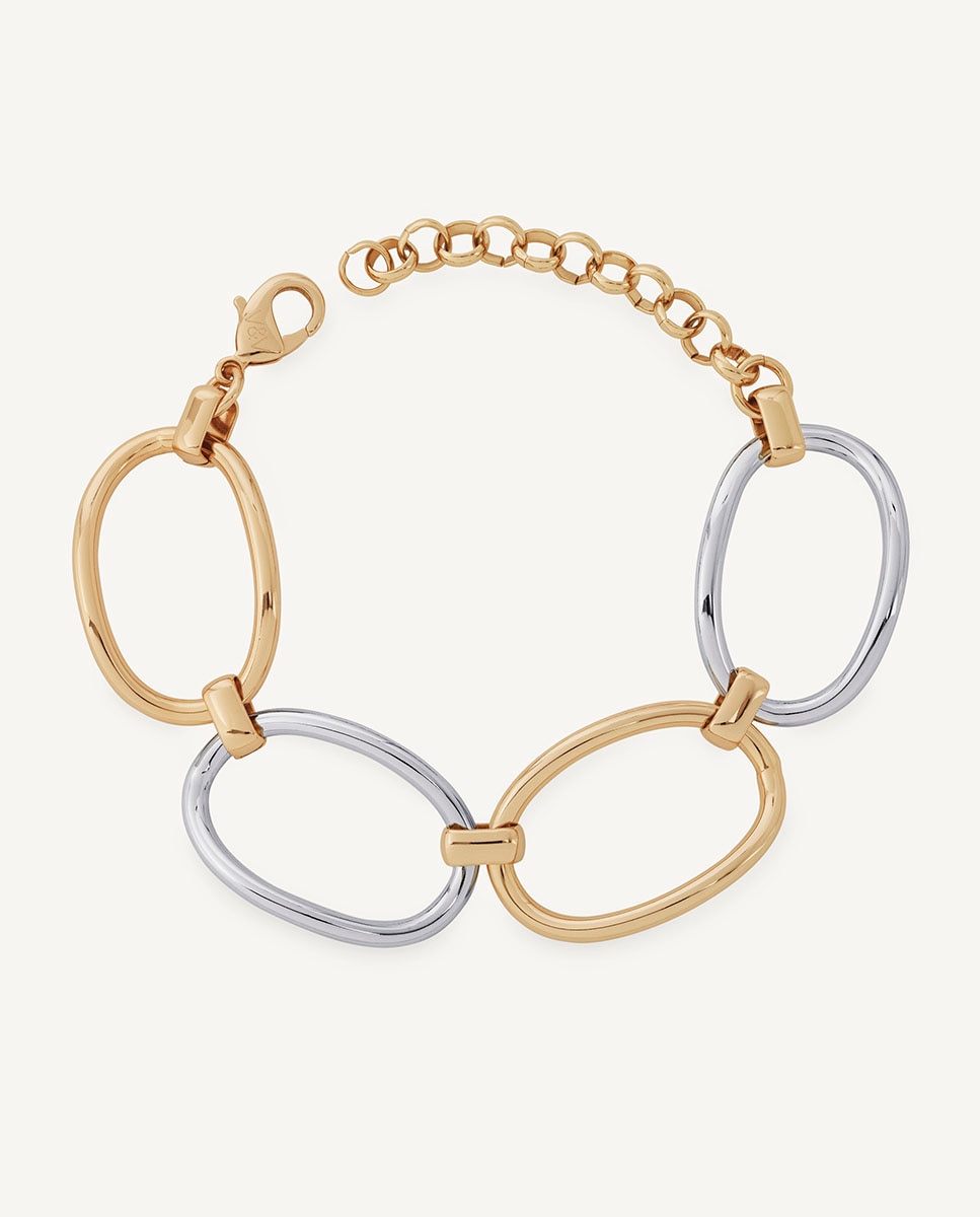 Imagen 0 de Pulsera de eslabones círculos ámbar dúo bañada en oro de 18 kt Dorado