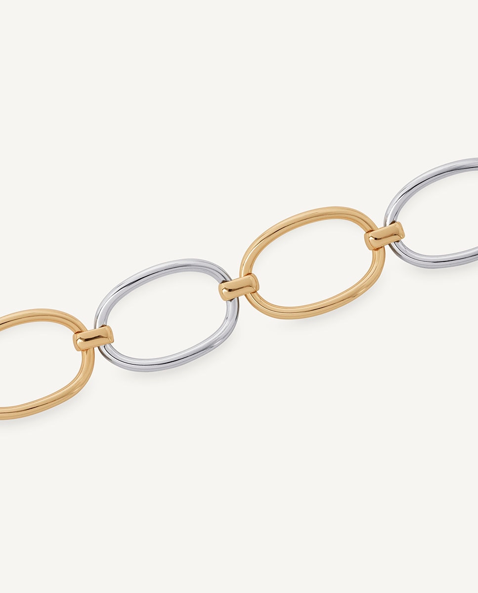 Pulsera de eslabones círculos ámbar dúo bañada en oro de 18 kt - Vidal & Vidal - Dorado Dorado-4