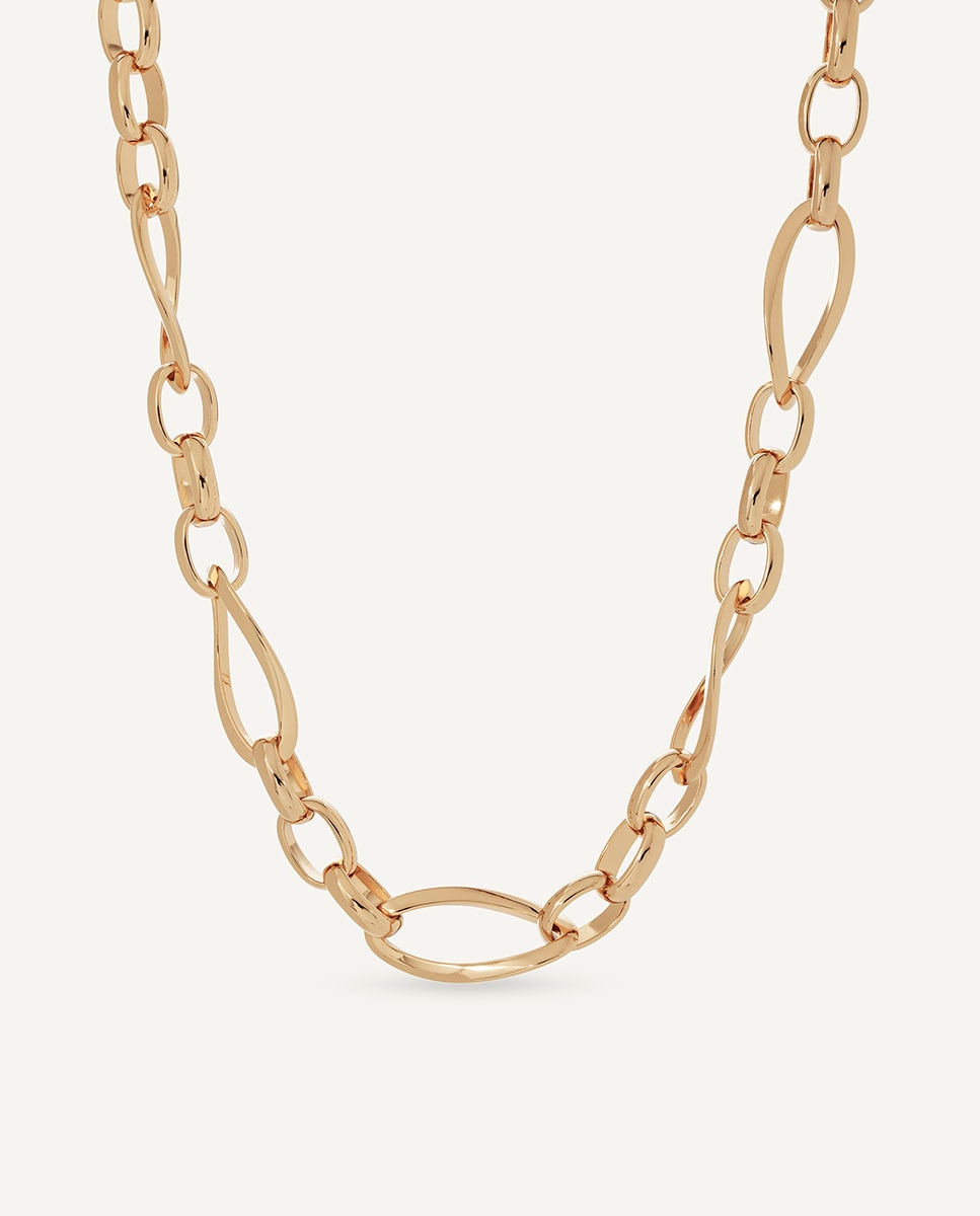 Imagen 0 de Collar eslabones ocre bañado en oro de 18 kt Dorado