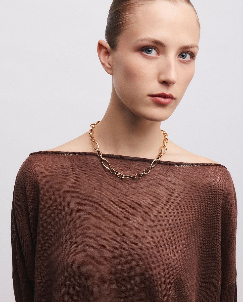 Collar eslabones ocre bañado en oro de 18 kt - Vidal & Vidal - Dorado Dorado-3