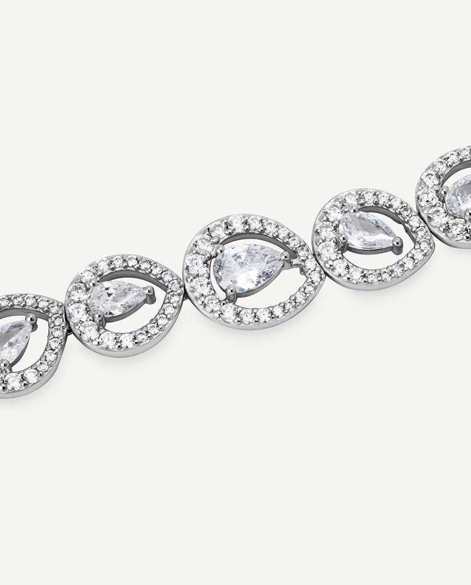 Imagen 4 de Pulsera riviere tear de plata de ley 925 con baño en platino y circonitas - Vidal & Vidal - Plata Plata