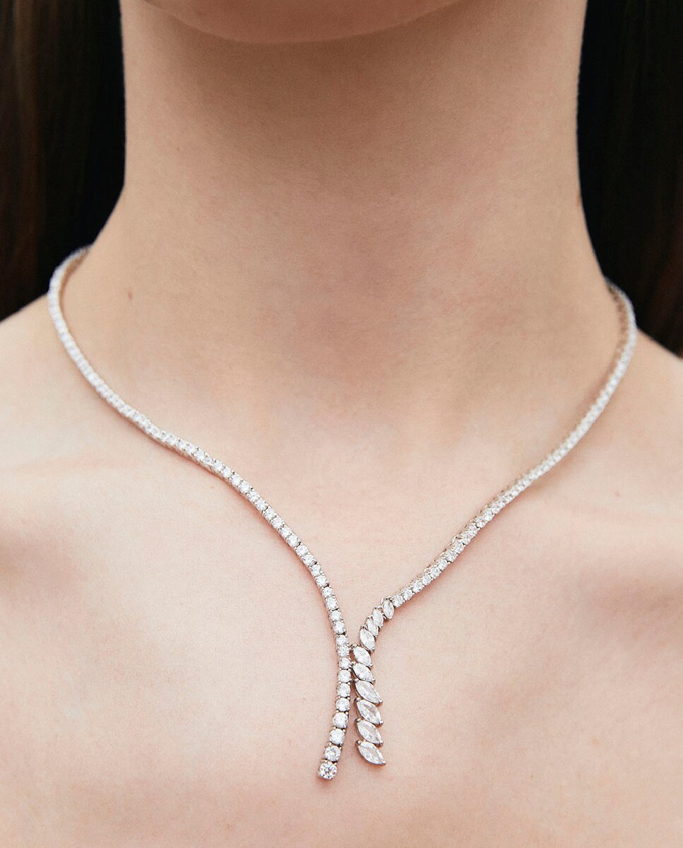 Collar llum de de ley 925 con baño en platino con circonitas - Vidal & Vidal - Plata Plata-2