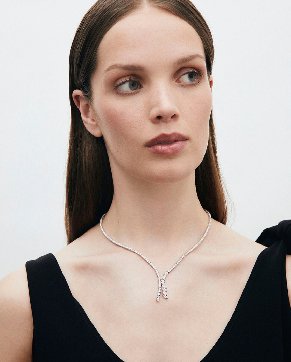 Collar llum de de ley 925 con baño en platino con circonitas - Vidal & Vidal - Plata Plata-3