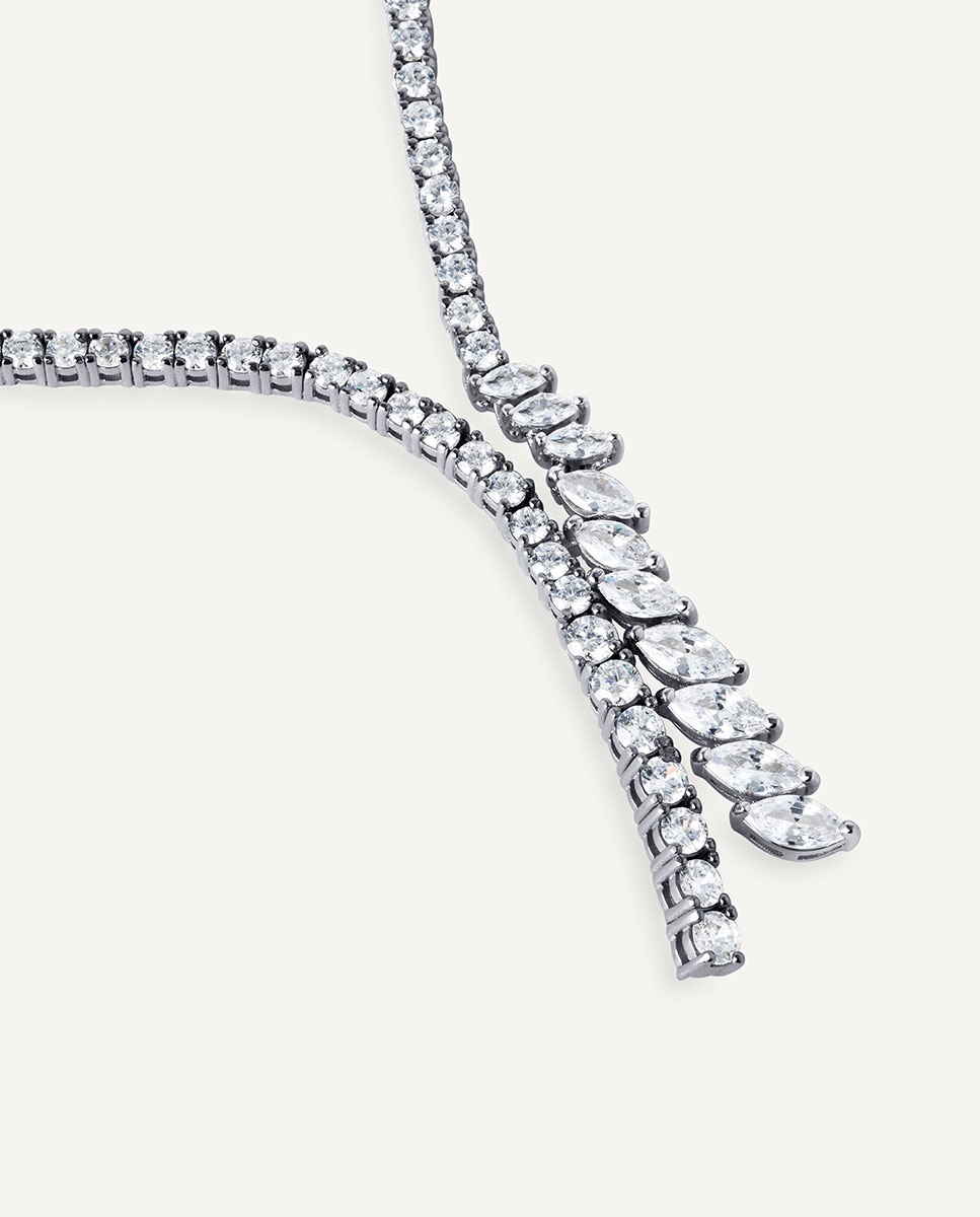 Collar llum de de ley 925 con baño en platino con circonitas - Vidal & Vidal - Plata Plata-4