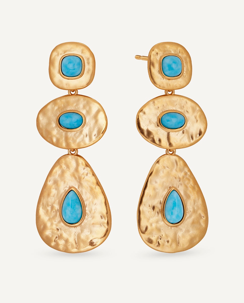 Pendientes volumen turquesa de maría g de jaime bañados en oro de 18 kt con cuarzo larimar - Vidal & Vidal - Azul Azul-1