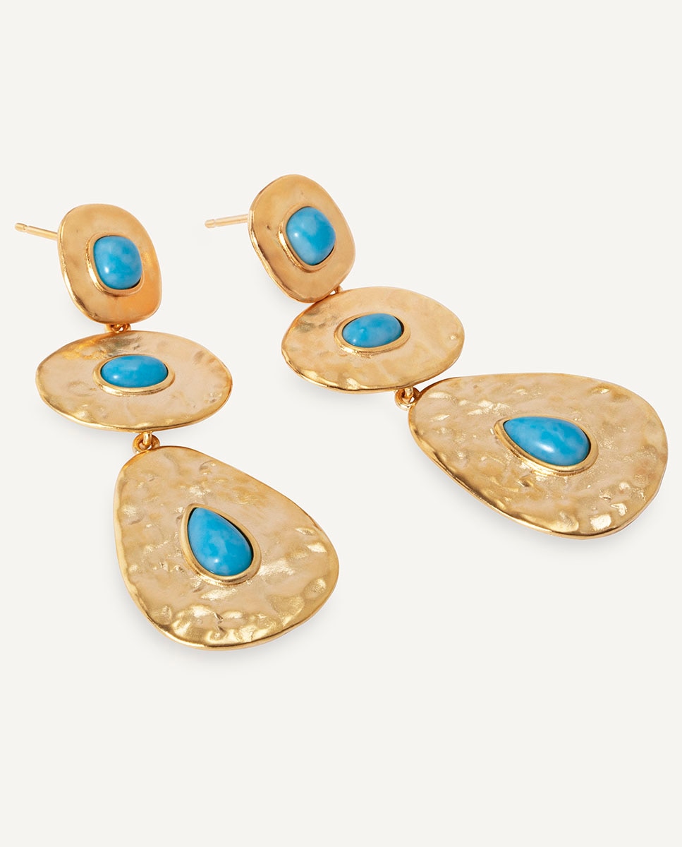 Pendientes volumen turquesa de maría g de jaime bañados en oro de 18 kt con cuarzo larimar - Vidal & Vidal - Azul Azul-4