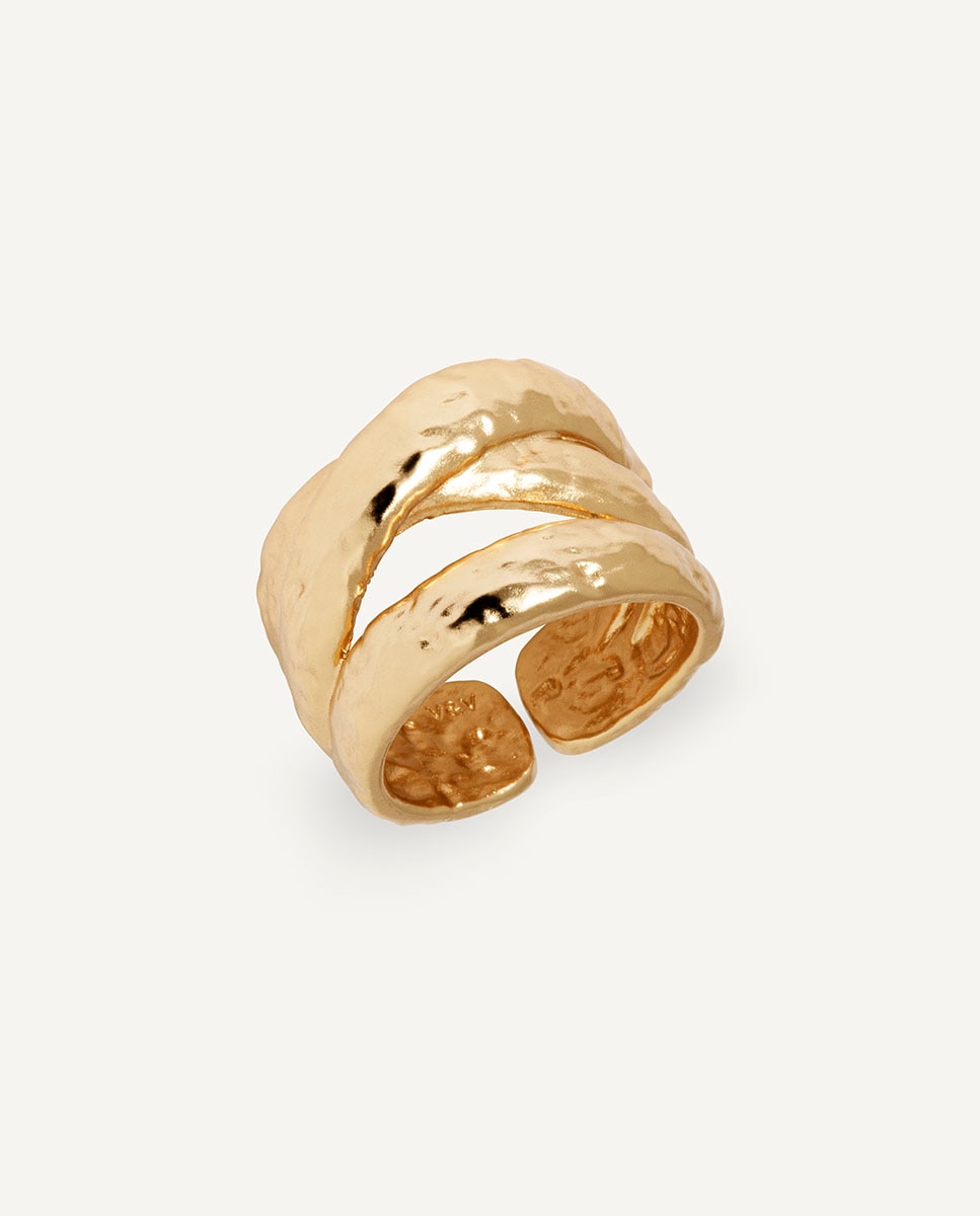 Imagen 1 de Anillo cruzado raice de maría g de jaime bañado en oro de 18 kt - Vidal & Vidal - Dorado Dorado