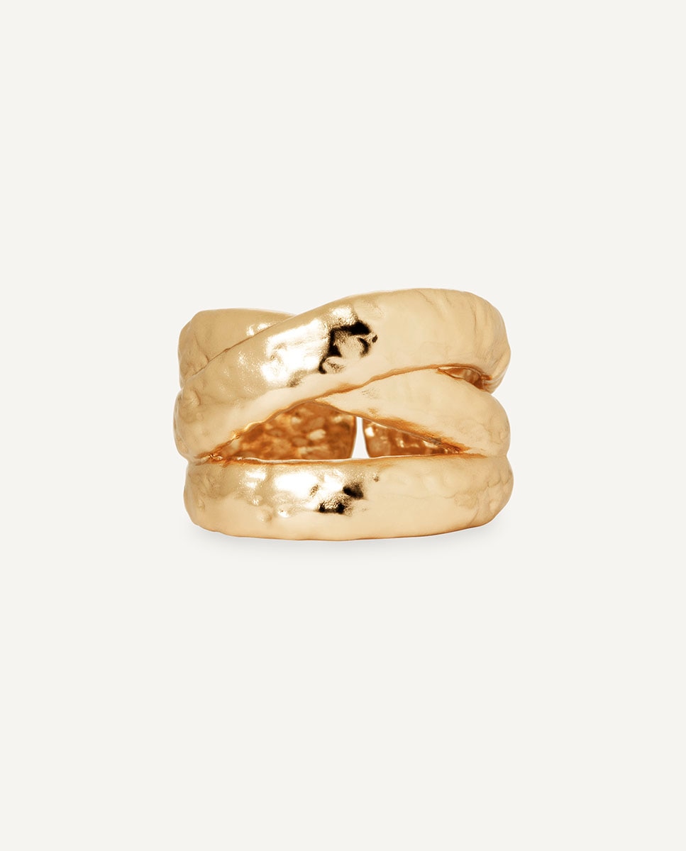 Imagen 4 de Anillo cruzado raice de maría g de jaime bañado en oro de 18 kt - Vidal & Vidal - Dorado Dorado