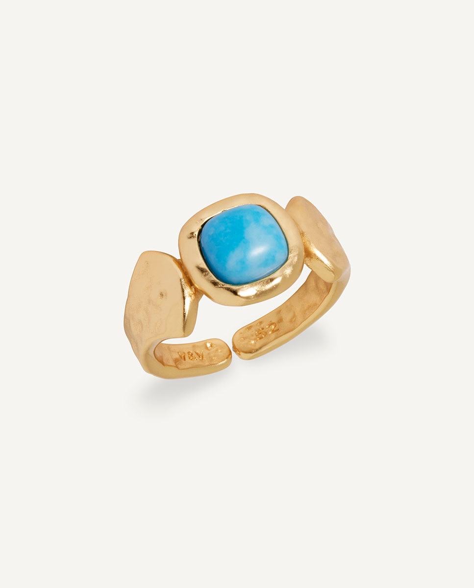 Imagen 1 de Anillo turquesa de maría g de jaime bañado en oro de 18 kt con cuarzo larimar - Vidal & Vidal - Azul Azul