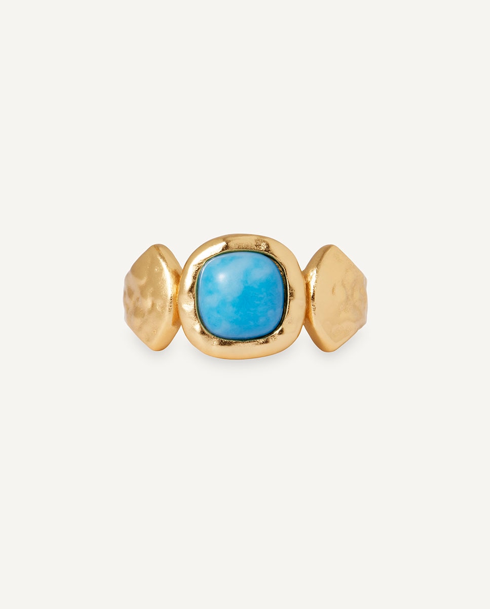 Imagen 4 de Anillo turquesa de maría g de jaime bañado en oro de 18 kt con cuarzo larimar - Vidal & Vidal - Azul Azul