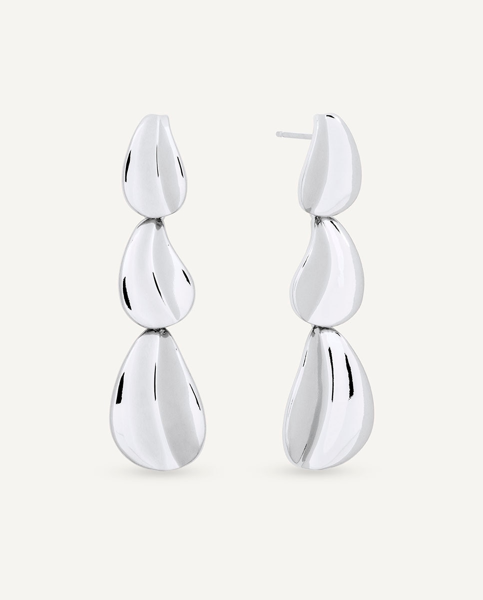 Pendientes largos plisé bañados en plata de ley 925 - Vidal & Vidal - Plateado Plateado-1