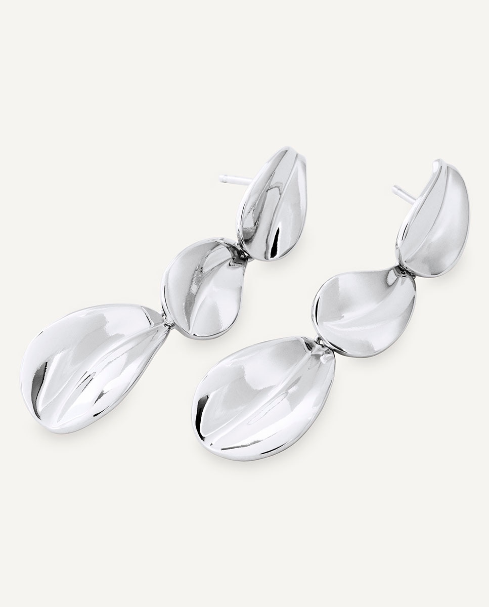 Pendientes largos plisé bañados en plata de ley 925 - Vidal & Vidal - Plateado Plateado-4