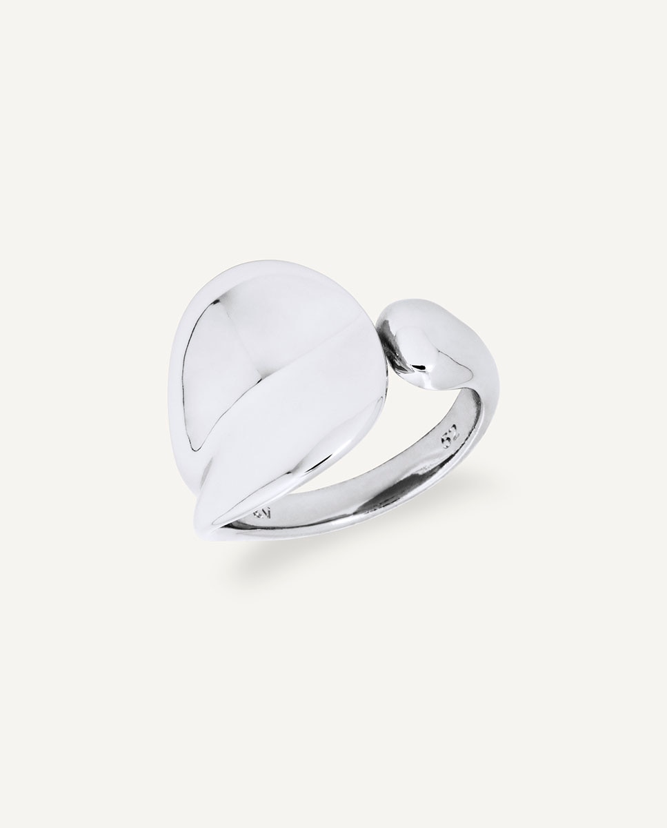 Anillo ancho plisé bañado en plata de ley 925 - Vidal & Vidal - Plateado Plateado-1