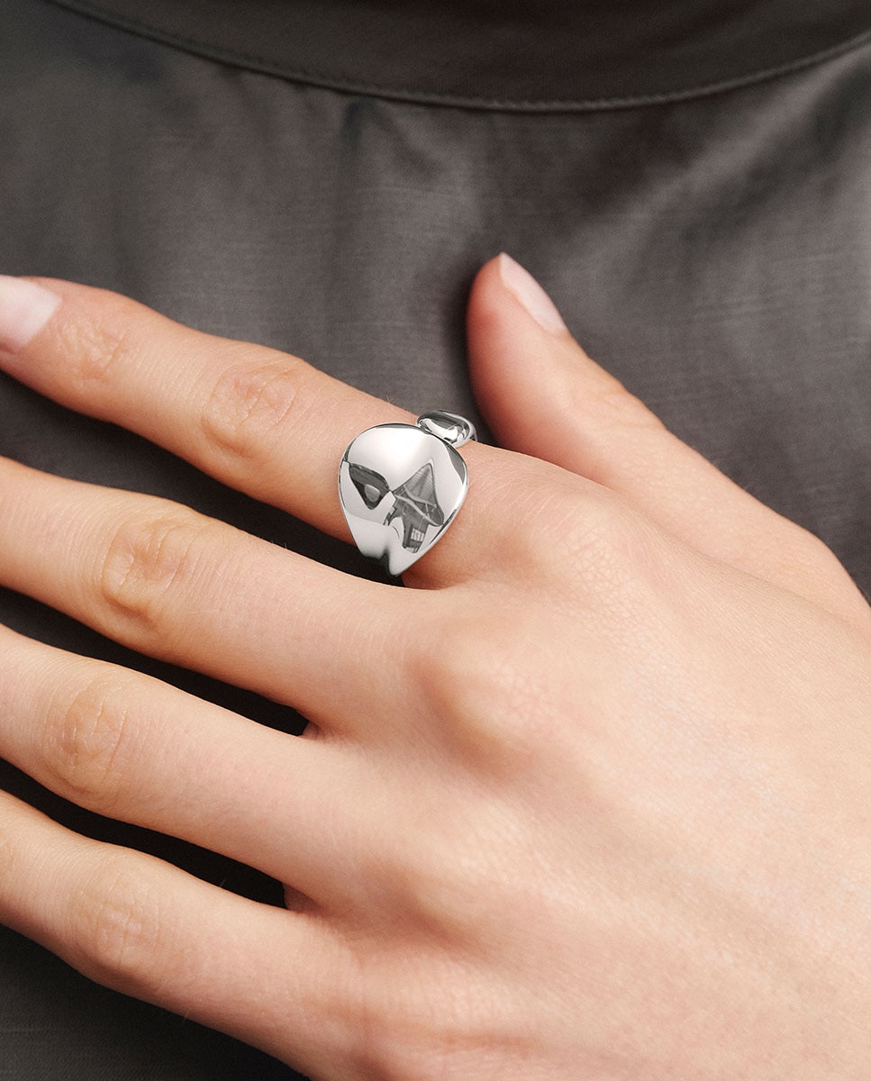 Anillo ancho plisé bañado en plata de ley 925 - Vidal & Vidal - Plateado Plateado-2