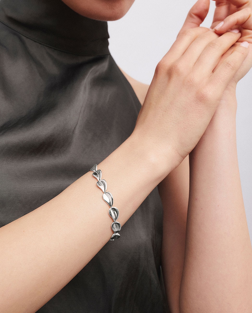 Pulsera rígida plisé bañada en plata de ley 925 - Vidal & Vidal - Plateado Plateado-2