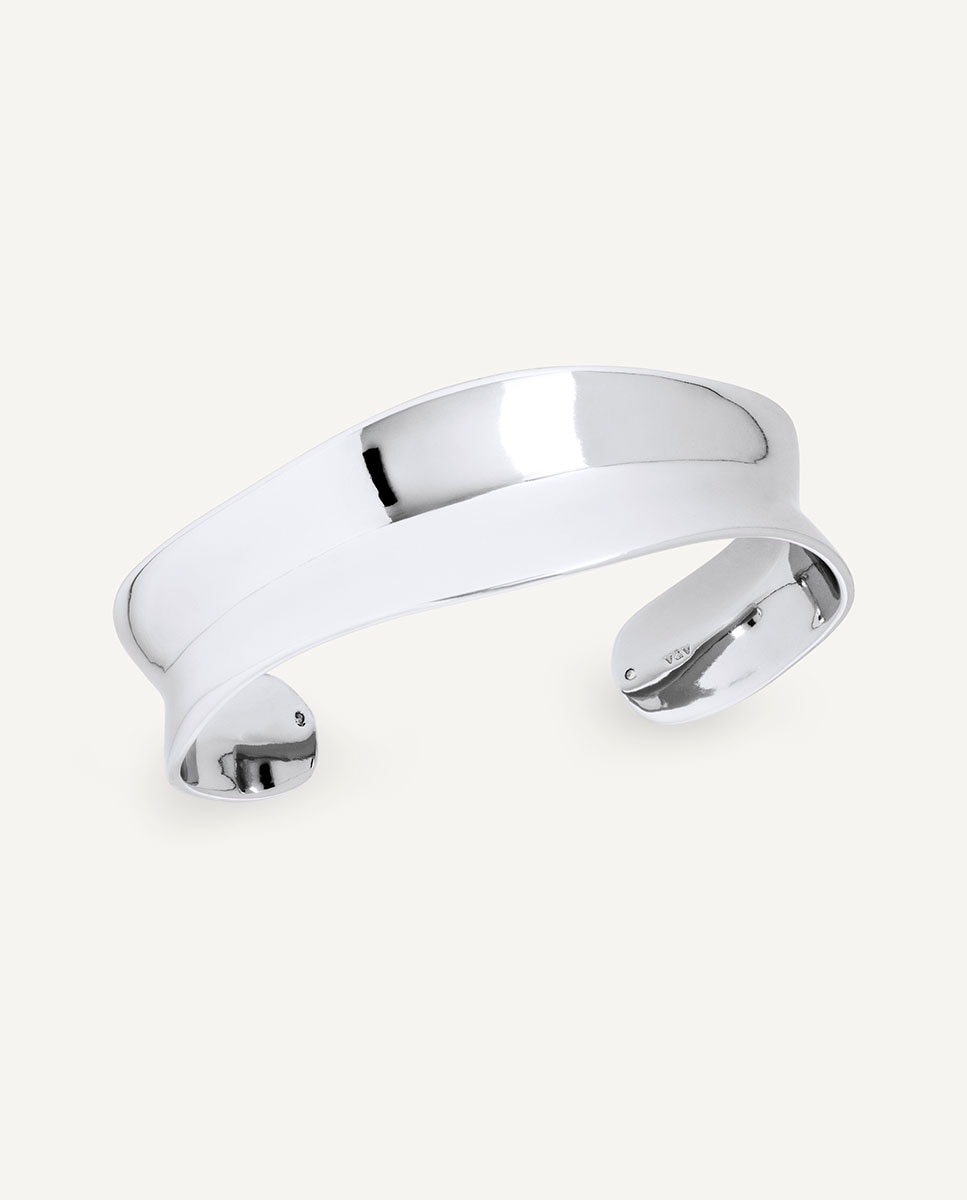 Brazalete rígido plisé bañado en plata de ley 925 - Vidal & Vidal - Plateado Plateado-1