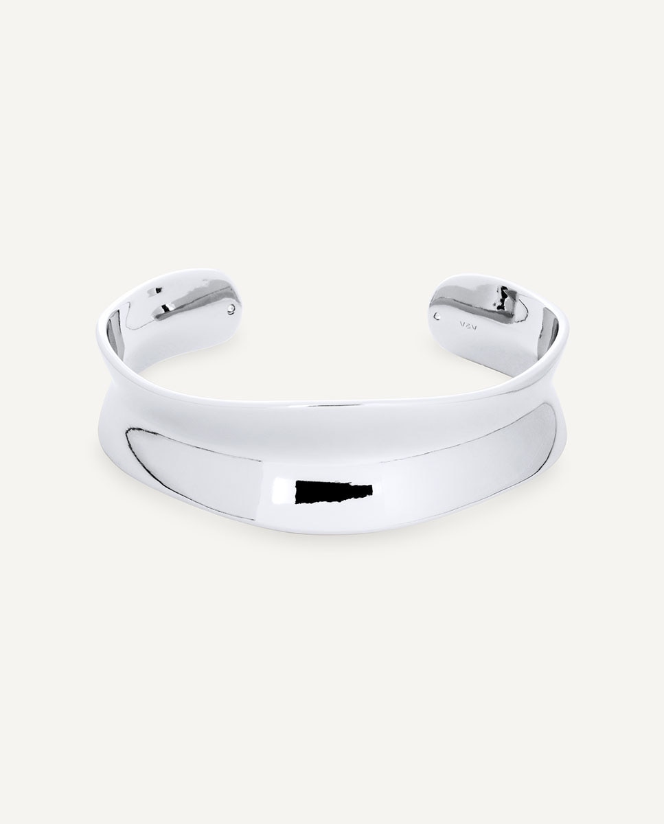 Brazalete rígido plisé bañado en plata de ley 925 - Vidal & Vidal - Plateado Plateado-4