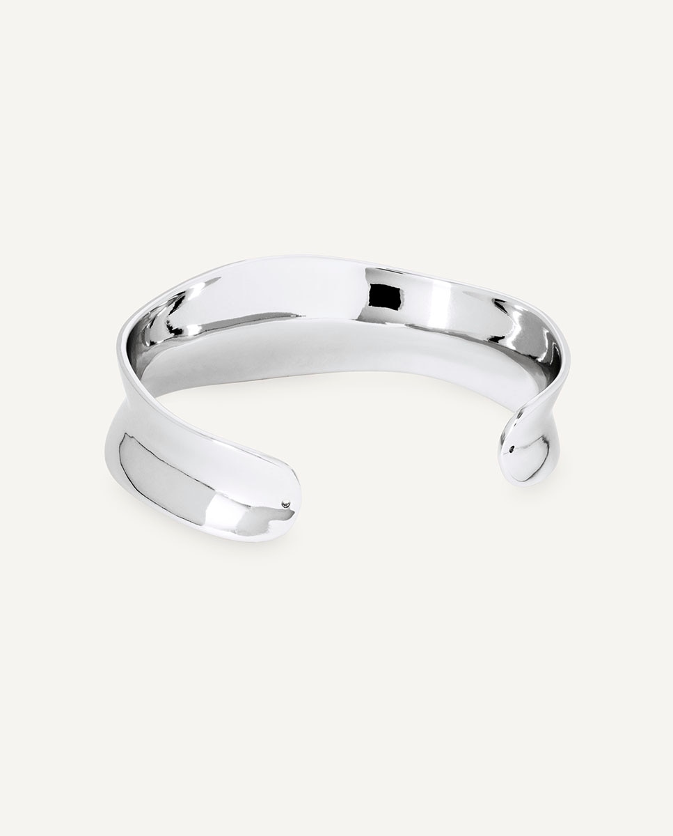 Brazalete rígido plisé bañado en plata de ley 925 - Vidal & Vidal - Plateado Plateado-5