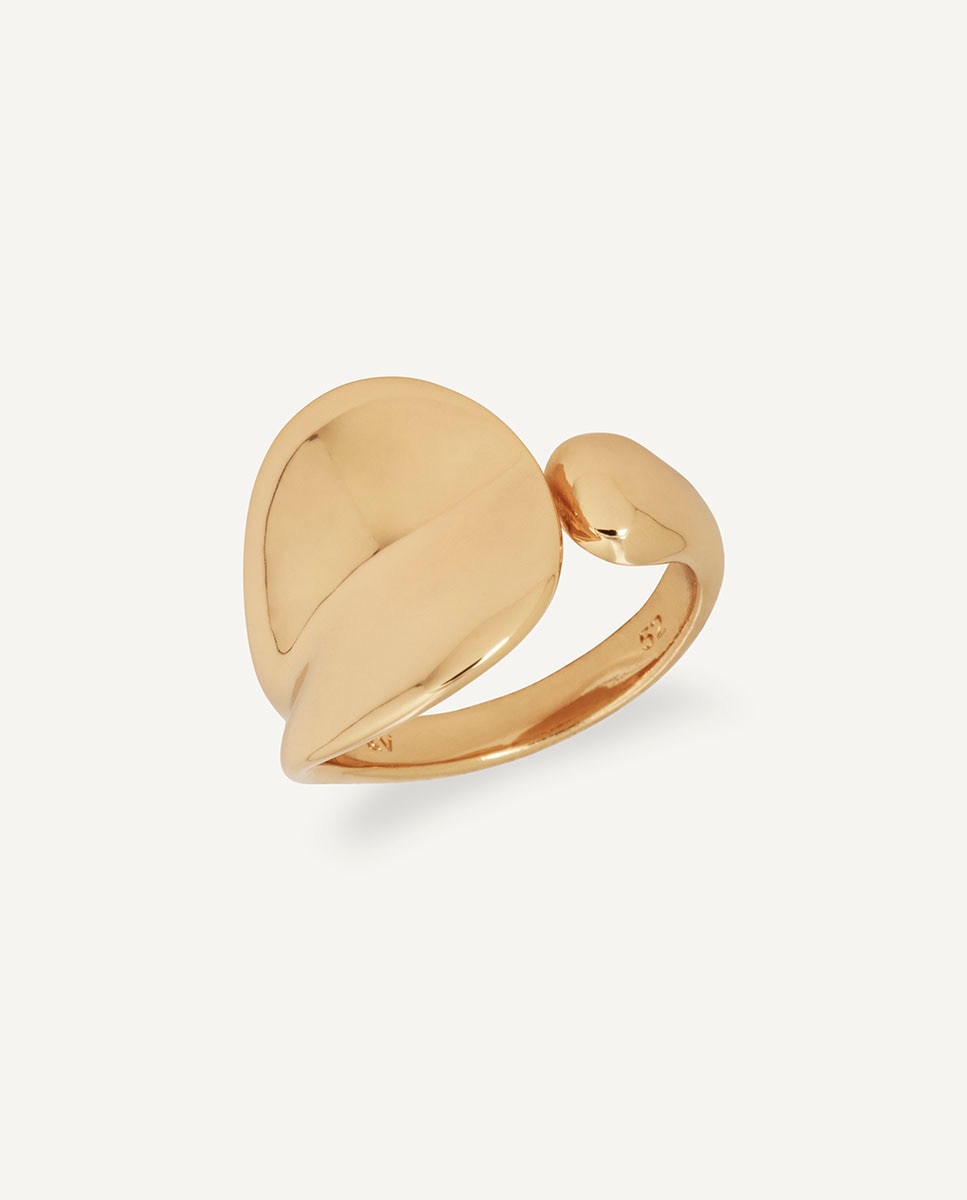 Anillo ancho plisé bañado en oro de 18 kt - Vidal & Vidal - Dorado Dorado-1