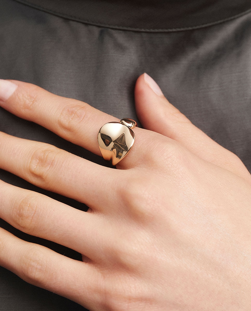 Anillo ancho plisé bañado en oro de 18 kt - Vidal & Vidal - Dorado Dorado-2