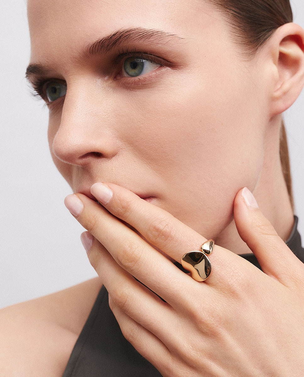Anillo ancho plisé bañado en oro de 18 kt - Vidal & Vidal - Dorado Dorado-3
