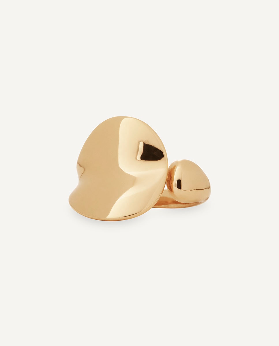 Anillo ancho plisé bañado en oro de 18 kt - Vidal & Vidal - Dorado Dorado-4