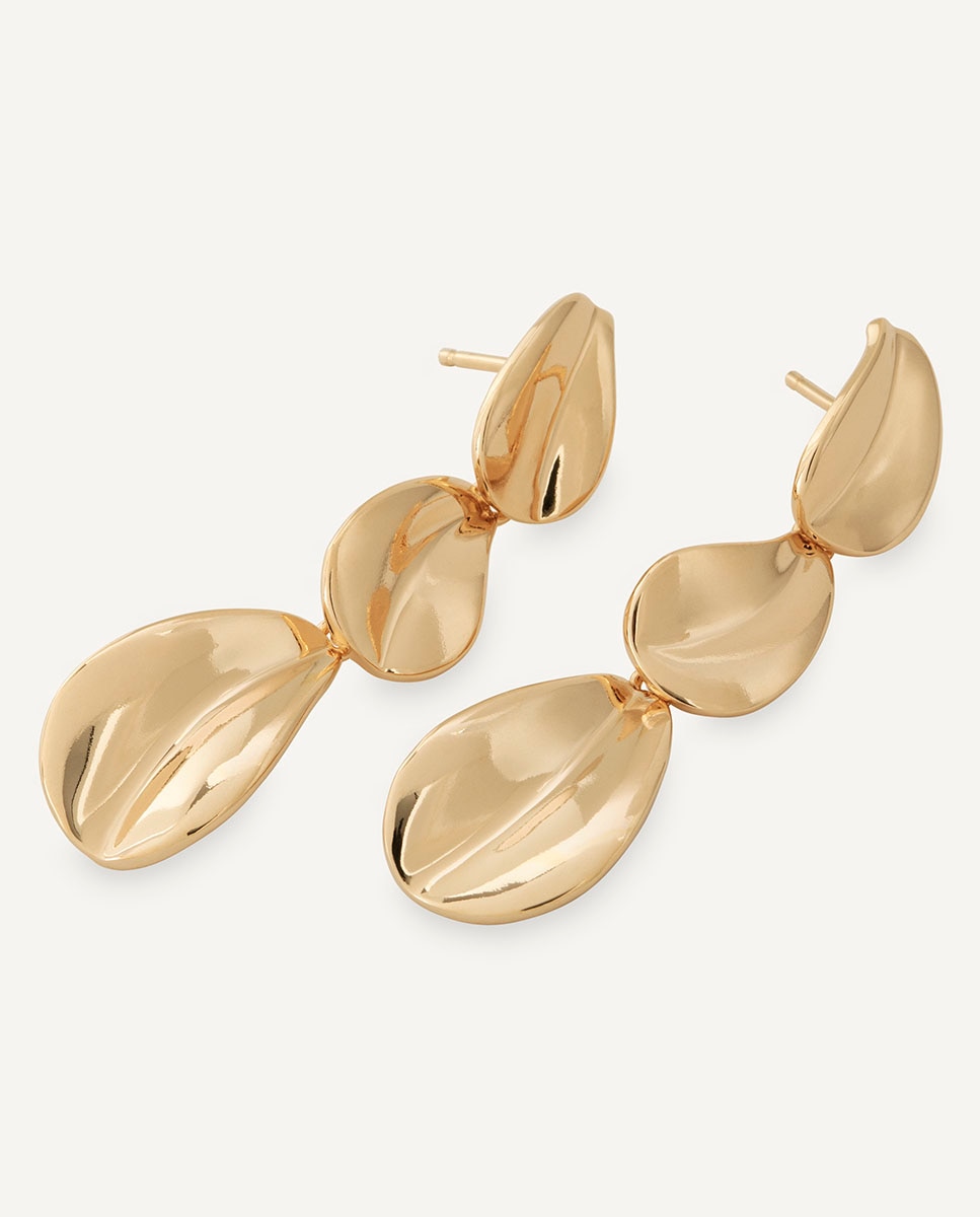 Pendientes largos plisé bañados en oro de 18 kt - Vidal & Vidal - Dorado Dorado-4