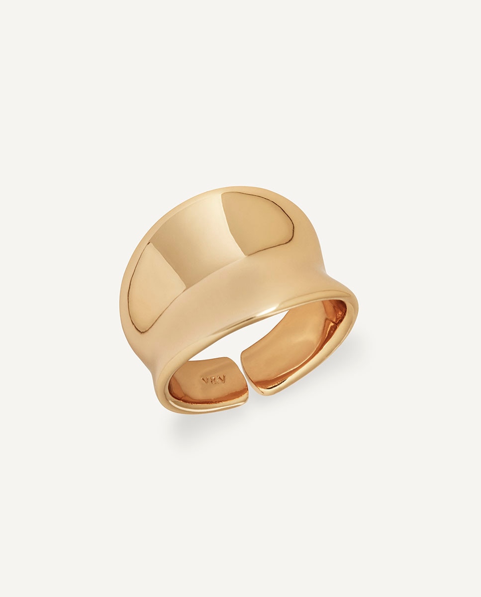 Anillo maxi plisé bañado en oro de 18 kt - Vidal & Vidal - Dorado Dorado-1