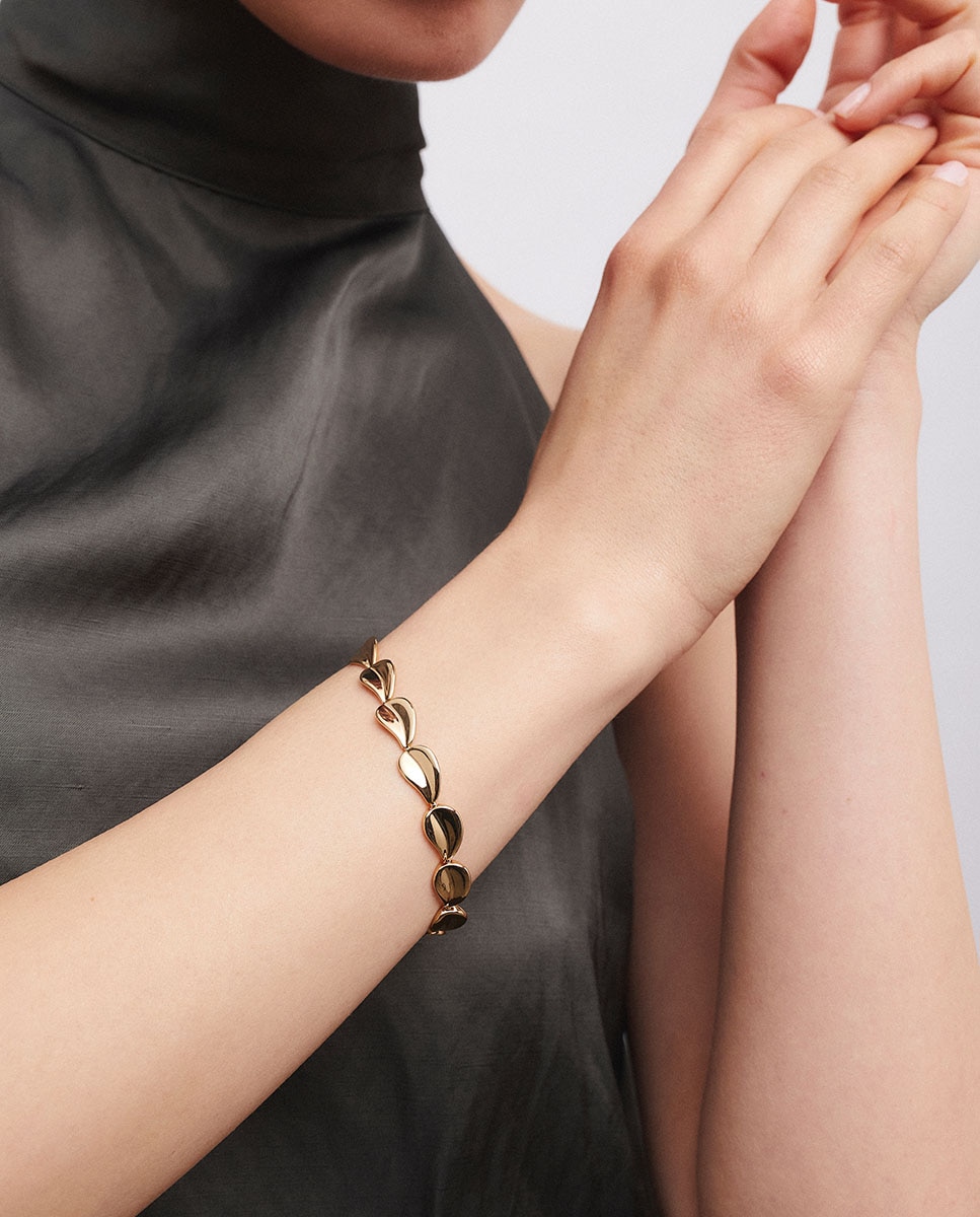 Pulsera rígida plisé bañada en oro de 18 kt - Vidal & Vidal - Dorado Dorado-2
