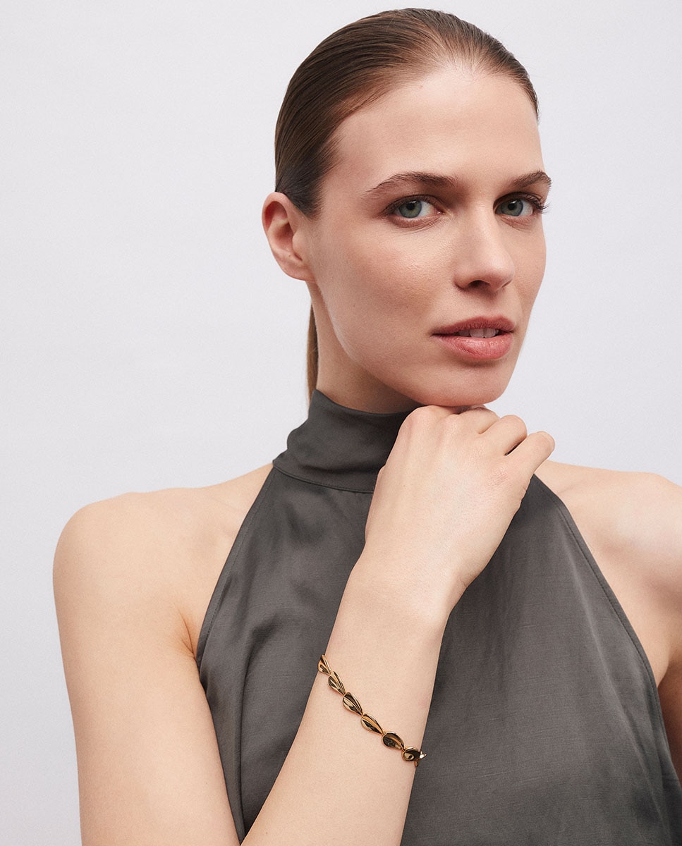 Pulsera rígida plisé bañada en oro de 18 kt - Vidal & Vidal - Dorado Dorado-3