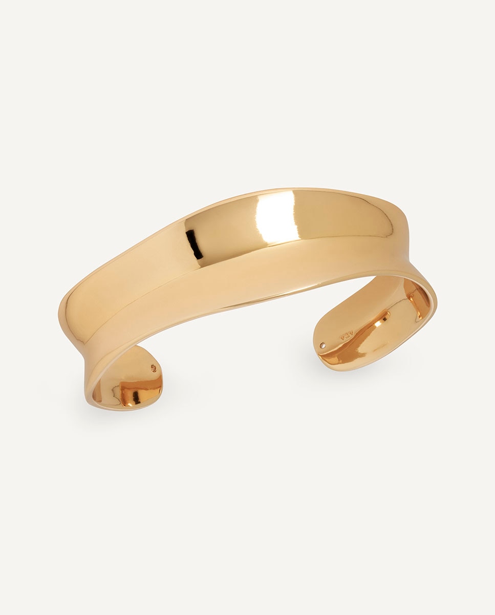 Brazalete rígido plisé bañado en oro de 18 kt - Vidal & Vidal - Dorado Dorado-1