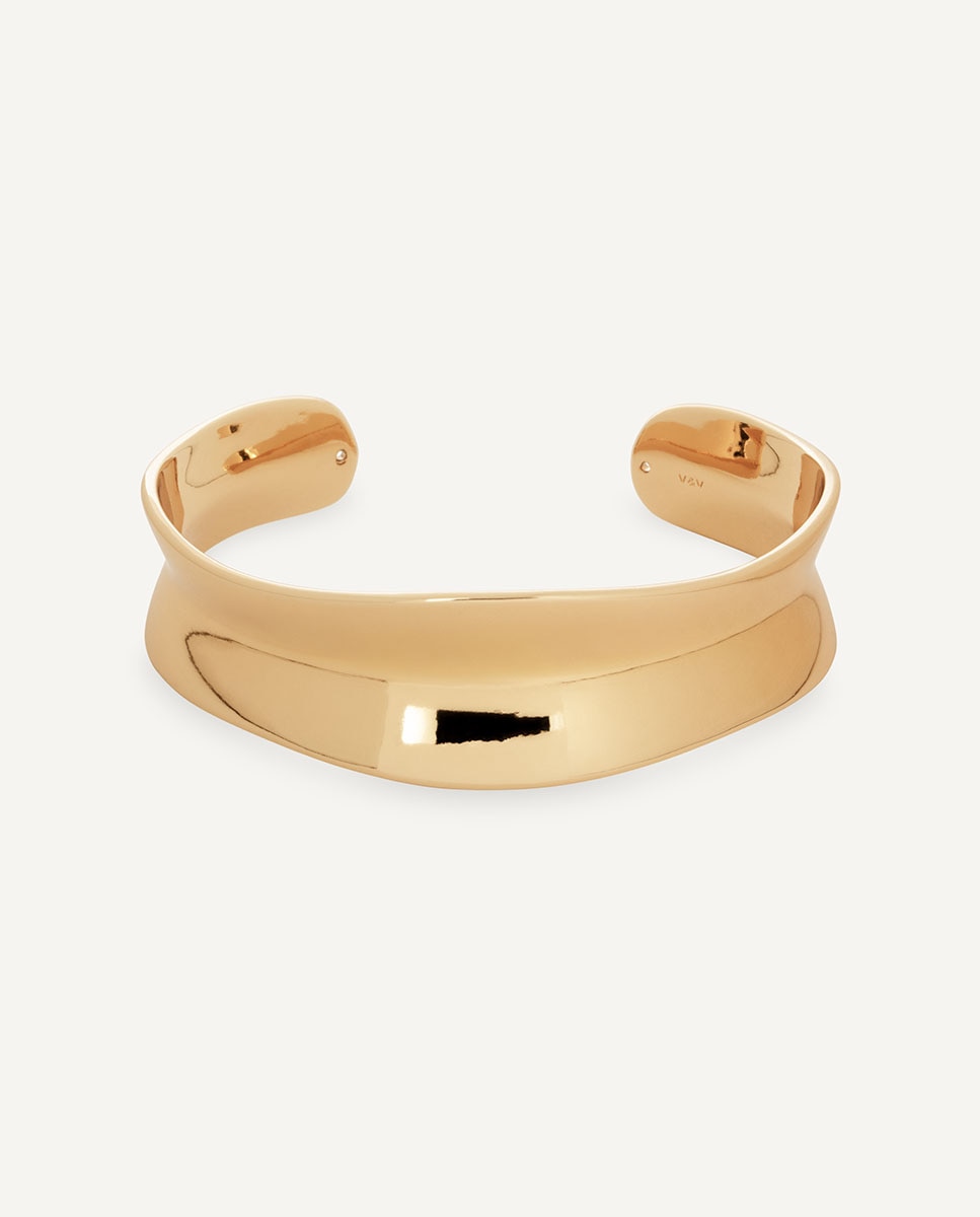 Brazalete rígido plisé bañado en oro de 18 kt - Vidal & Vidal - Dorado Dorado-4
