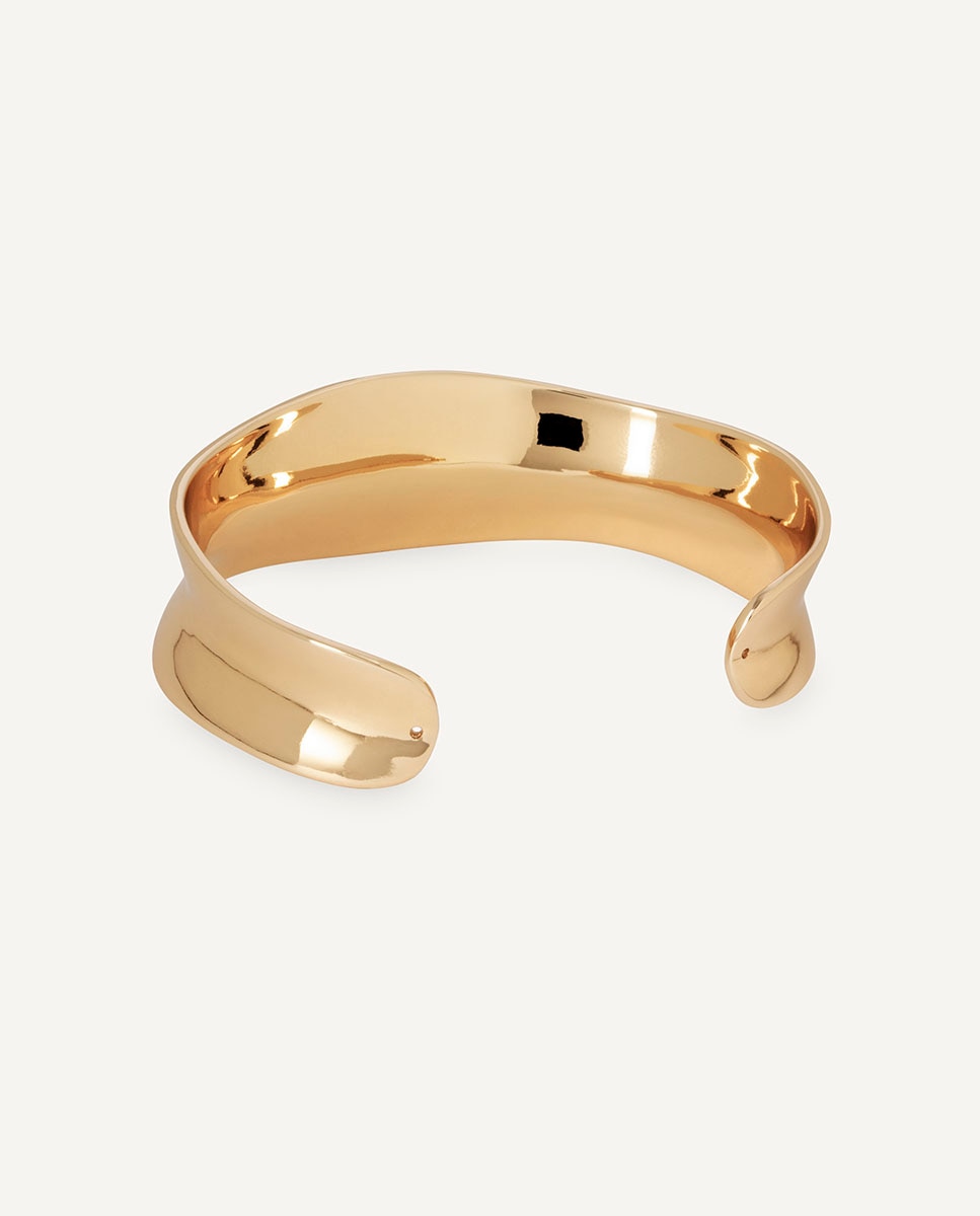 Brazalete rígido plisé bañado en oro de 18 kt - Vidal & Vidal - Dorado Dorado-5