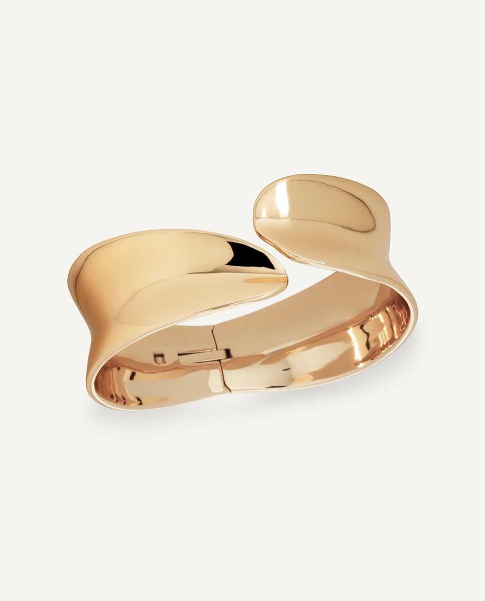 Brazalete ancho rígido plisé bañado en oro de 18 kt - Vidal & Vidal - Dorado Dorado-1