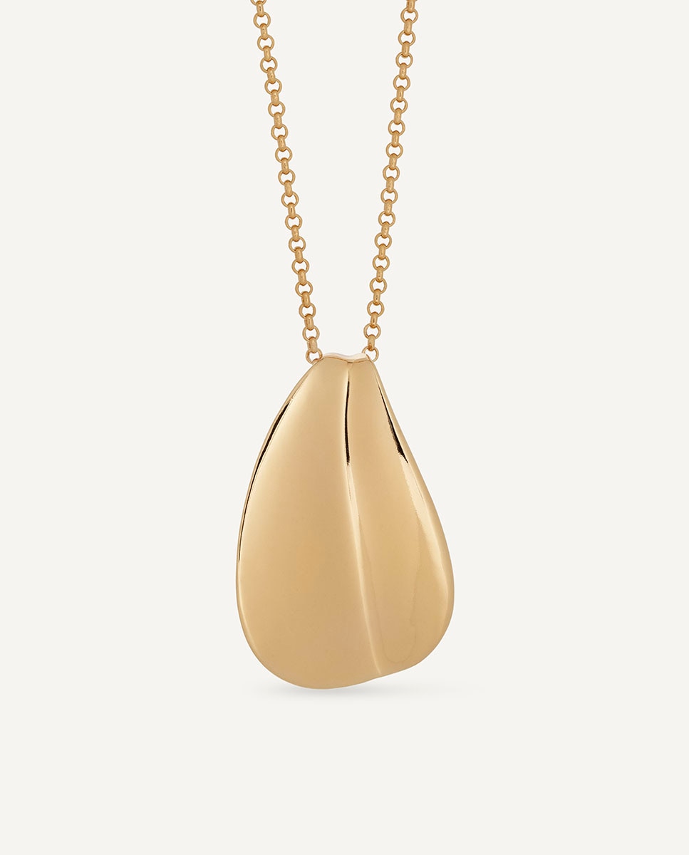 Colgante largo oval plisé bañado en oro de 18 kt - Vidal & Vidal - Dorado Dorado-1
