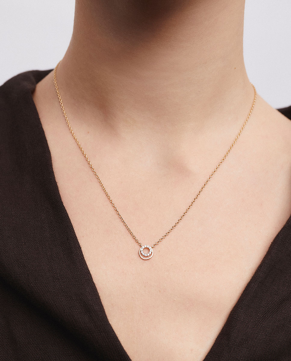 Collar clasicé de plata de ley 925 con baño en oro de 18 kt y circonitas - Vidal & Vidal - Dorado Dorado-2