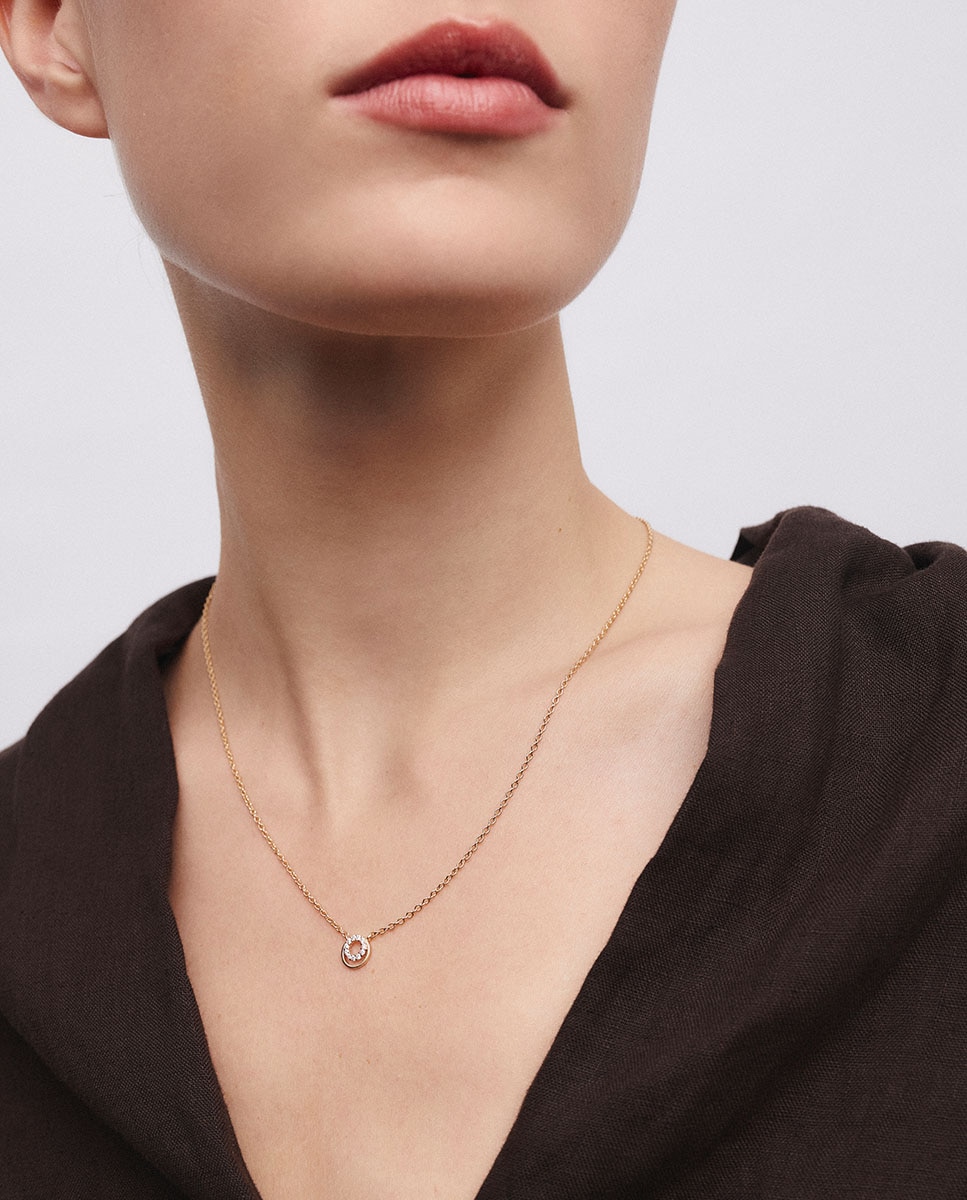 Collar clasicé de plata de ley 925 con baño en oro de 18 kt y circonitas - Vidal & Vidal - Dorado Dorado-5