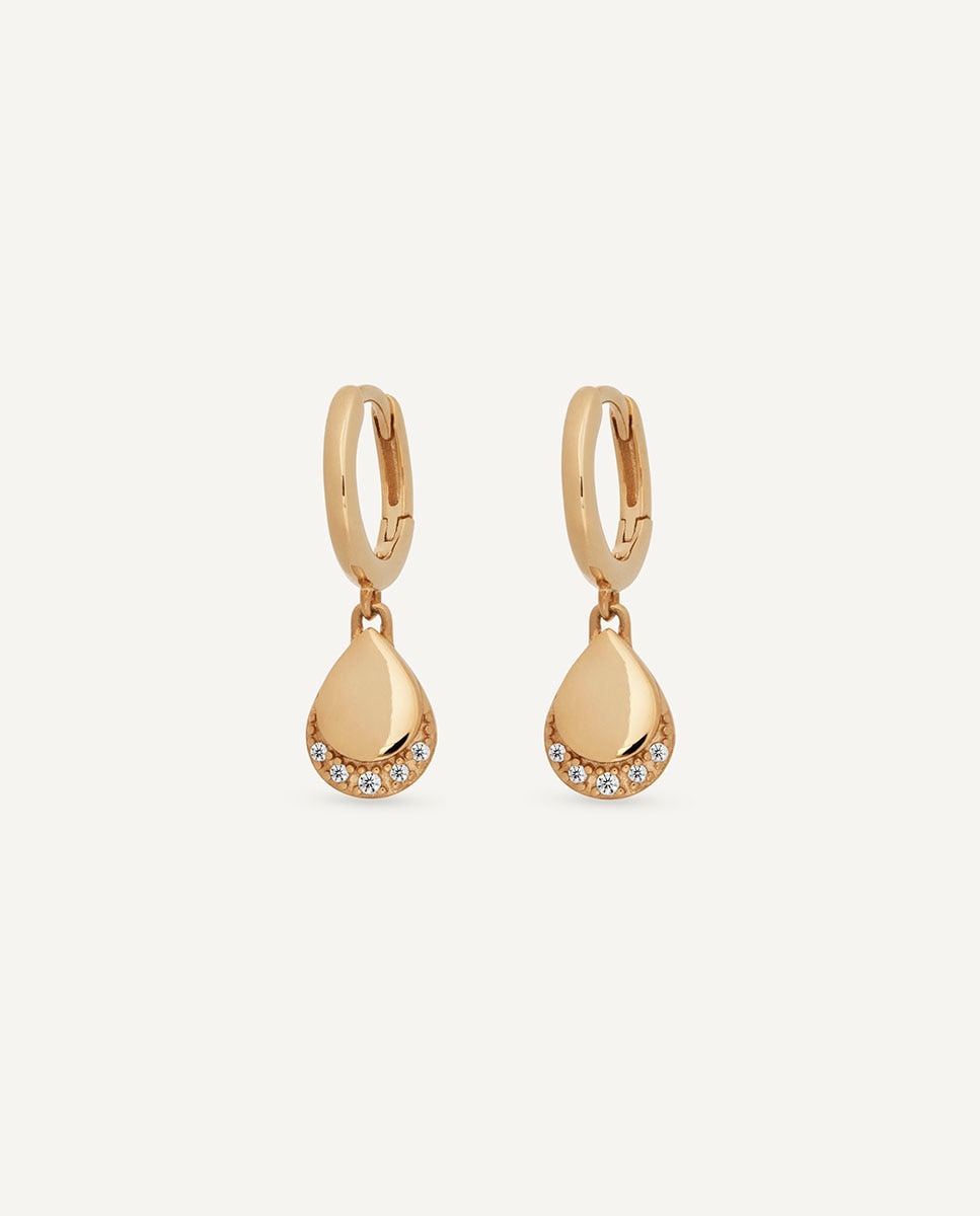 Pendientes de aro lina de plata de ley 925 con baño en oro de 18 kt y circonitas - Vidal & Vidal - Dorado Dorado-4