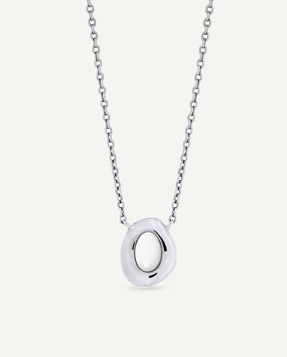 Collar oval ivoria de plata de ley 925 con madreperla - Vidal & Vidal - Blanco Blanco-1