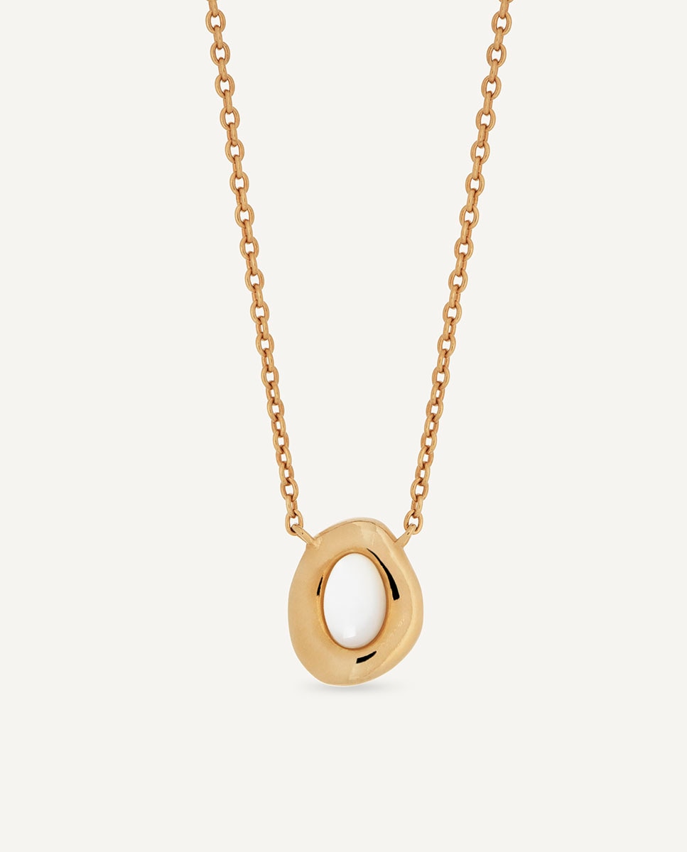 Collar oval ivoria de plata de ley 925 con baño en oro de 18 kt y madreperla - Vidal & Vidal - Blanco Blanco-1
