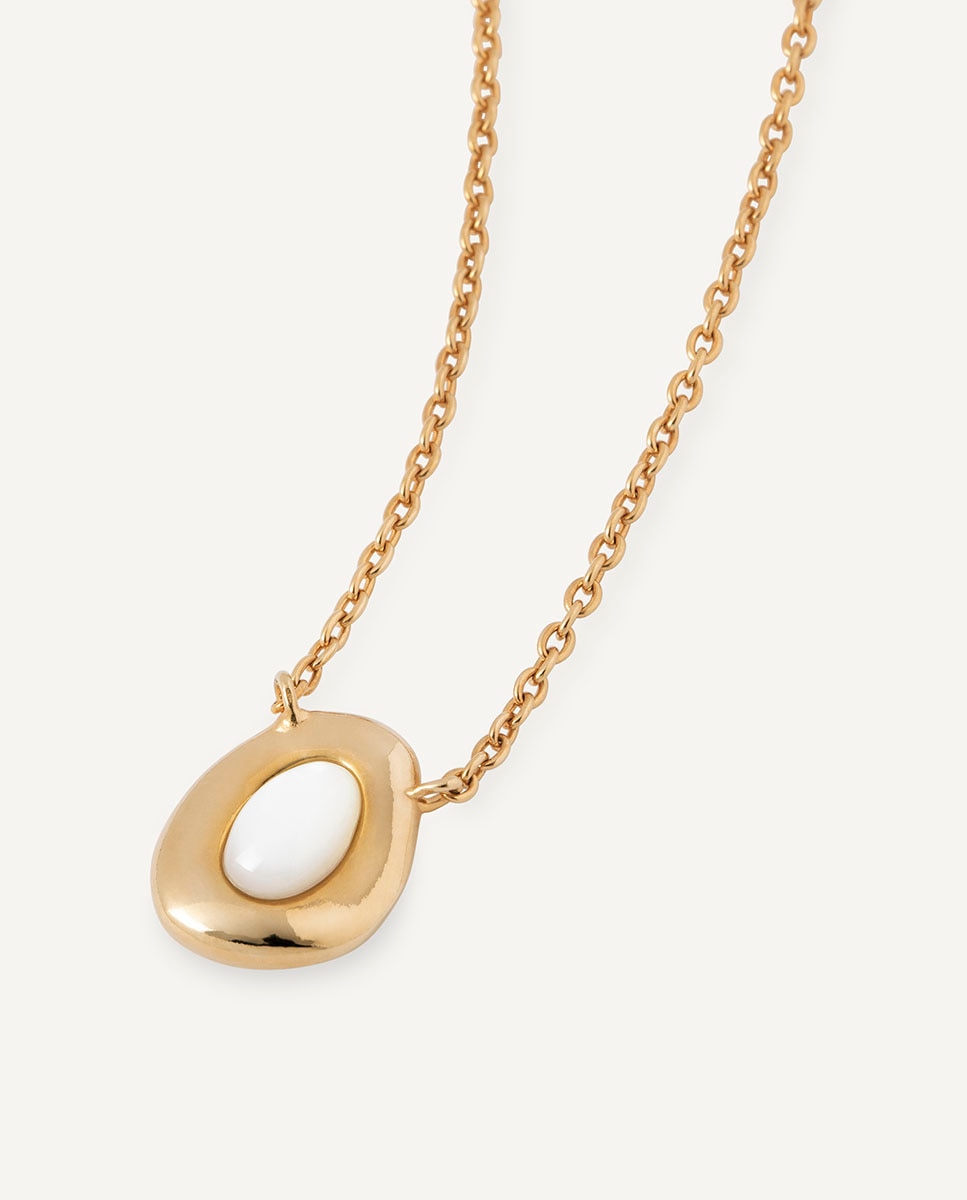 Collar oval ivoria de plata de ley 925 con baño en oro de 18 kt y madreperla - Vidal & Vidal - Blanco Blanco-4